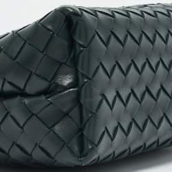 Pre Owned Bottega Veneta Dark Green Intrecciato Leather Small Andiamo Tote