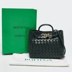 Pre Owned Bottega Veneta Dark Green Intrecciato Leather Small Andiamo Tote