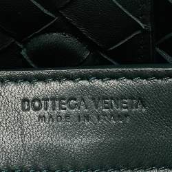 Pre Owned Bottega Veneta Dark Green Intrecciato Leather Small Andiamo Tote