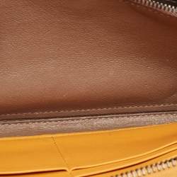 Bottega Veneta Orange/Black Karung Leather Zip Continental Wallet