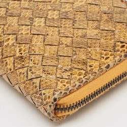 Bottega Veneta Orange/Black Karung Leather Zip Continental Wallet