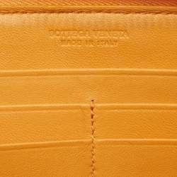 Bottega Veneta Orange/Black Karung Leather Zip Continental Wallet