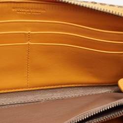 Bottega Veneta Orange/Black Karung Leather Zip Continental Wallet