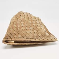 Bottega Veneta Tan Intreciato Suede BV Knotted Twist Clutch