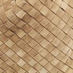 Bottega Veneta Tan Intreciato Suede BV Knotted Twist Clutch
