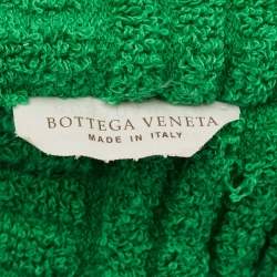 Pre Owned Bottega Veneta Green Intreccio Jacquard Terry Cloth Tote