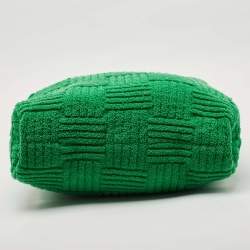 Pre Owned Bottega Veneta Green Intreccio Jacquard Terry Cloth Tote