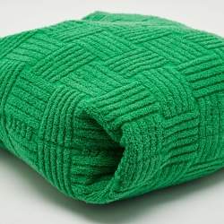 Pre Owned Bottega Veneta Green Intreccio Jacquard Terry Cloth Tote