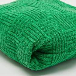 Pre Owned Bottega Veneta Green Intreccio Jacquard Terry Cloth Tote