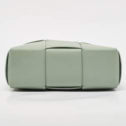 Pre Owned Bottega Veneta Light Green Intrecciato Leather Mini Arco Tote