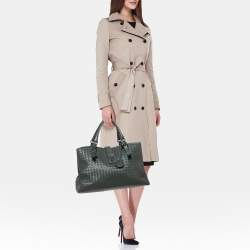 Bottega Veneta Grey Intrecciato Leather Medium Roma Tote