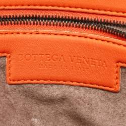 Bottega Veneta Orange Intrecciato Leather Nodini Shoulder Bag