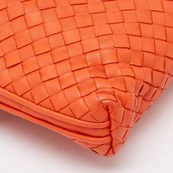 Bottega Veneta Orange Intrecciato Leather Nodini Shoulder Bag