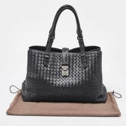 Bottega Veneta Black Intrecciato Leather Roma Tote