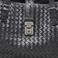 Bottega Veneta Black Intrecciato Leather Roma Tote