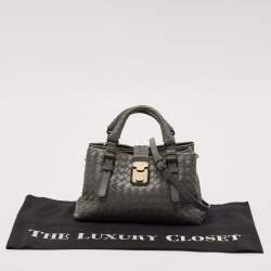 Pre Owned Bottega Veneta Grey Intrecciato Leather Mini Roma Tote