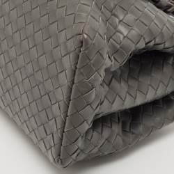 Pre Owned Bottega Veneta Grey Intrecciato Leather Mini Roma Tote