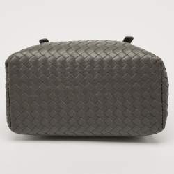 Pre Owned Bottega Veneta Grey Intrecciato Leather Mini Roma Tote