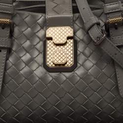 Pre Owned Bottega Veneta Grey Intrecciato Leather Mini Roma Tote