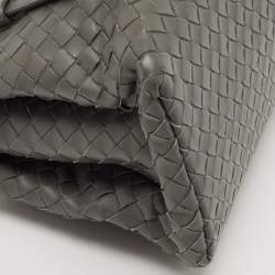 Pre Owned Bottega Veneta Grey Intrecciato Leather Mini Roma Tote