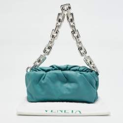 Pre Owned Bottega Veneta Blue Leather The Chain Pouch Bag