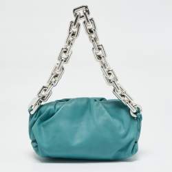Pre Owned Bottega Veneta Blue Leather The Chain Pouch Bag