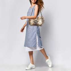 Bottega Veneta Cream/Brown Python Rialto Shoulder Bag