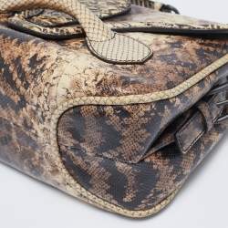 Bottega Veneta Cream/Brown Python Rialto Shoulder Bag