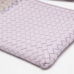 مملوكة مسبقًا Bottega Veneta Lavender Ayers and Leather Wristlet Clutch