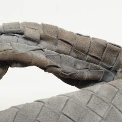 Pre Owned Bottega Veneta Grey Intrecciato Suede Mini Jodie Hobo