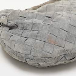 Pre Owned Bottega Veneta Grey Intrecciato Suede Mini Jodie Hobo