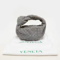Pre Owned Bottega Veneta Grey Intrecciato Suede Mini Jodie Hobo