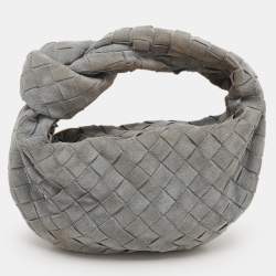 Pre Owned Bottega Veneta Grey Intrecciato Suede Mini Jodie Hobo
