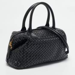 Bottega Veneta Black Intrecciato Leather Medium Bauletto Bag