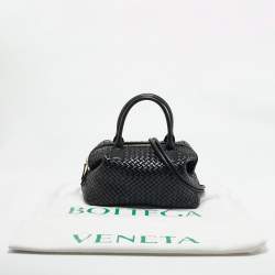 Bottega Veneta Black Intrecciato Leather Medium Bauletto Bag