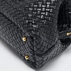 Bottega Veneta Black Intrecciato Leather Medium Bauletto Bag