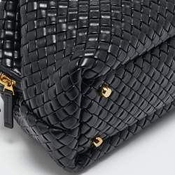 Bottega Veneta Black Intrecciato Leather Medium Bauletto Bag