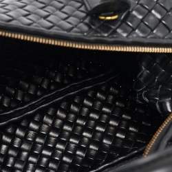 Bottega Veneta Black Intrecciato Leather Medium Bauletto Bag