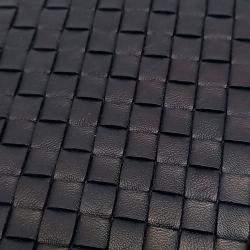 Bottega Veneta Black Leather Intrecciato Pouch Bag