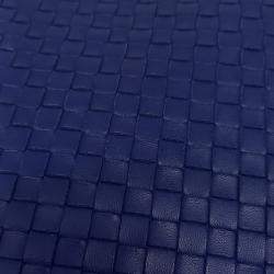 Bottega Veneta Blue Leather Intrecciato Pouch Bag
