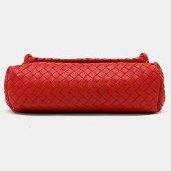 Pre Owned Bottega Veneta Red Leather Mesh Olympia Bag