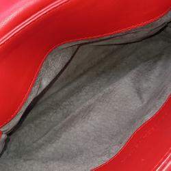 Pre Owned Bottega Veneta Red Leather Mesh Olympia Bag