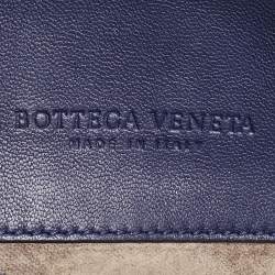Bottega Veneta Navy Blue Intrecciato Leather Small Olimpia Shoulder Bag