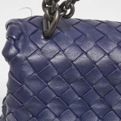 Bottega Veneta Navy Blue Intrecciato Leather Small Olimpia Shoulder Bag