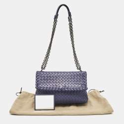 Bottega Veneta Navy Blue Intrecciato Leather Small Olimpia Shoulder Bag