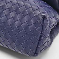 Bottega Veneta Navy Blue Intrecciato Leather Small Olimpia Shoulder Bag