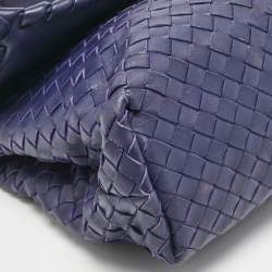 Bottega Veneta Navy Blue Intrecciato Leather Small Olimpia Shoulder Bag