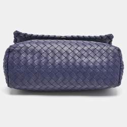 Bottega Veneta Navy Blue Intrecciato Leather Small Olimpia Shoulder Bag