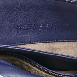 Bottega Veneta Navy Blue Intrecciato Leather Small Olimpia Shoulder Bag