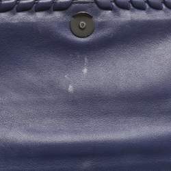 Bottega Veneta Navy Blue Intrecciato Leather Small Olimpia Shoulder Bag